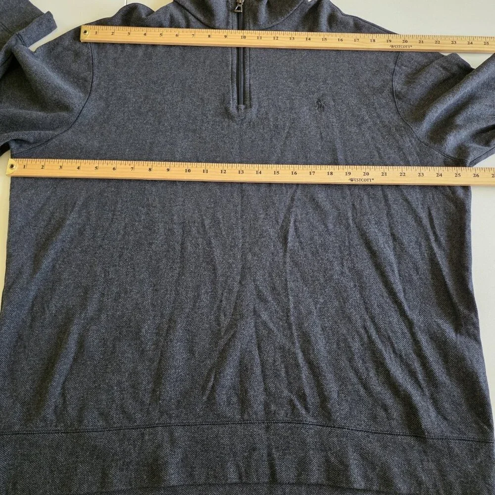 Polo Ralph Lauren Polo Sweater Mens XL Gray LS 1/4 Zip Mock Neck Classic Preppy - Picture 4 of 16